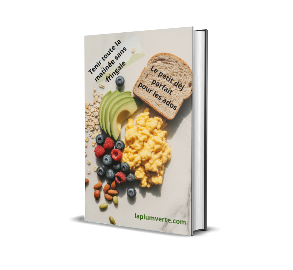Ebook ''le petit déj parfait des ados'' présenté sur fond transparent.